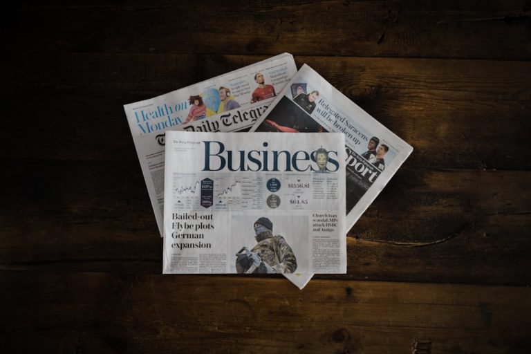Business section of a newspaper
